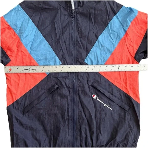 Champion Colorblock 90s Y2K Windbreaker Full Zip Jacket Adult Medium Nylon Retro - Picture 12 of 13
